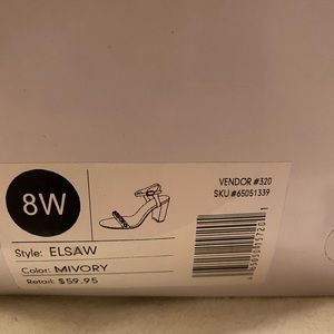 Bridal heels, ivory with studded detail. Wedge square heel. Perfect condition